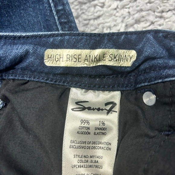 7 For All Mankind Jeans Womens 6 High Rise Skinny Ankle Cropped Dark Wash Denim - Picture 3 of 5